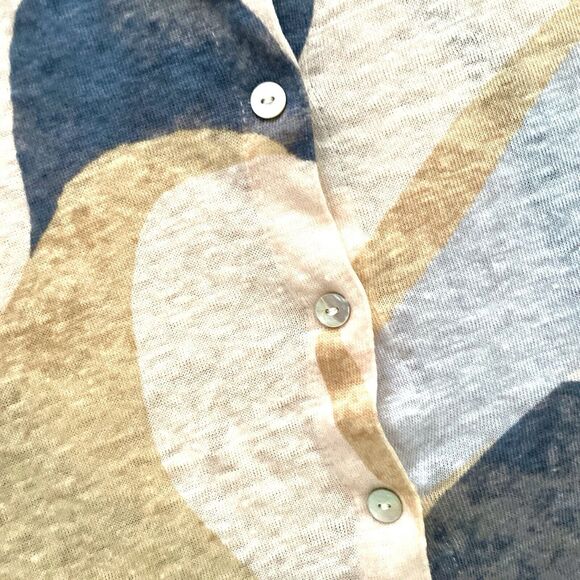 RACHEL ZOE 100% Linen Top XL Womens Sleeveless Button Back abstract colorblock - Picture 3 of 5